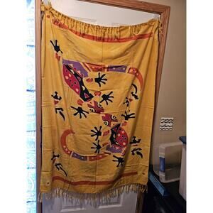 Vintage Indonesian Gecko Tapestry Wall Hanging